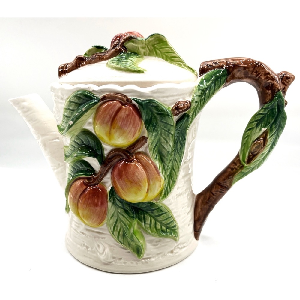 Vintage 1996 Omnibus Fitz & Floyd Peach Fruit Tree 3D Teapot 26